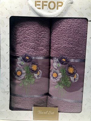 Набор из 2 пр.с вышивкой LUTIK (50*90.70*140) лиловый lila