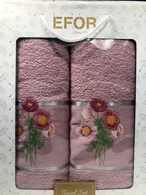 Набор из 2 пр.с вышивкой LUTIK (50*90.70*140) пудровый pudra