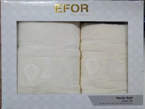 Набор из 2х пр. FLOSLU YAPRAK (50*90,70*140) кремовый