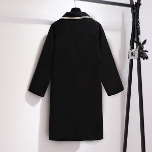 Пальто женское с контрастной отделкой, цвет черный