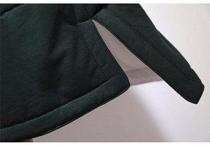 Пальто женское утепленное, цвет темно-зеленый