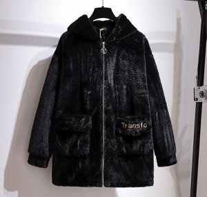 Куртка женская утепленная плюшевая, цвет черный