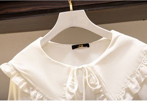 Блуза женская с рюшами и широким воротником, цвет белый