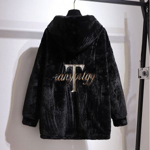 Куртка женская утепленная плюшевая, цвет черный