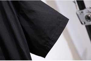 Платье женское на пуговицах в стиле "Рубашка" с коротким рукавом, цвет черный
