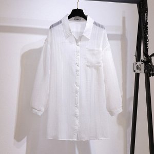Блуза женская полупрозрачная, цвет белый