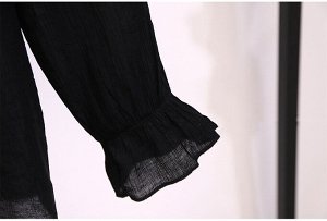 Блуза женская с рюшами и завязками, цвет черный