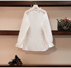 Блуза женская с вышивкой "Цветы", цвет белый
