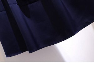 Платье женское в стиле "Рубашка" с поясом и с коротким рукавом, цвет темно-синий