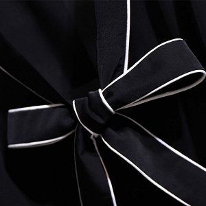 Женская блузка на пуговицах с бантом, цвет черный