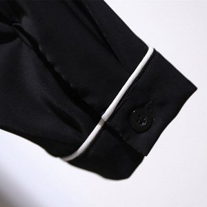 Блуза женская с контрастной отделкой и бантом, цвет черный