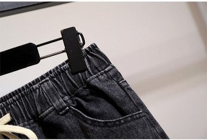 Шорты женские джинсовые с вышивкой, цвет серый "вареный"