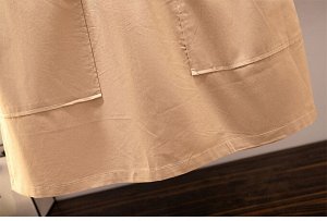 Юбка женская укороченная с накладными карманами, цвет бежевый