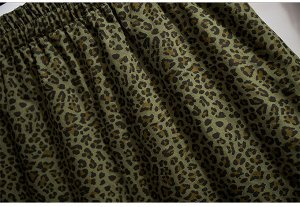 Юбка женская укороченная с леопардовым принтом, цвет хаки