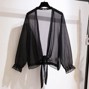 Блуза женская "Накидка" полупрозрачная, цвет черный
