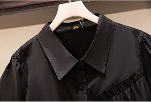 Платье женское свободного кроя в тонкую полоску с коротким рукавом, цвет черный