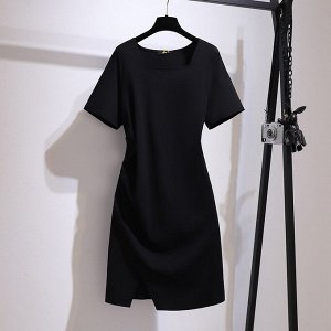 Платье женское с коротким рукавом, цвет черный