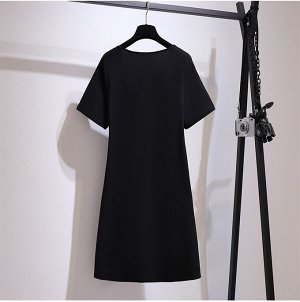 Платье женское с коротким рукавом, цвет черный