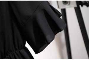 Платье женское с воланами и с коротким рукавом, цвет черный
