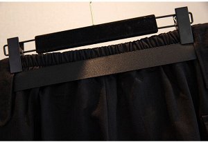 Брюки женские с накладными карманами и поясом, цвет черный