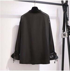 Блуза женская "Атласная" с завязками, цвет черный
