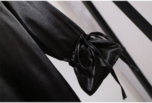 Блуза женская "Атласная" с завязками, цвет черный