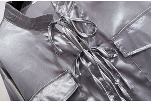 Блуза женская "Атласная" с завязками, цвет серый