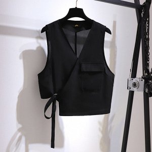 Женский костюм (рубашка, цвет белый + жилет, цвет черный)