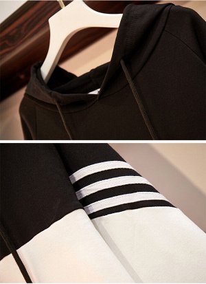 Женский спортивный костюм (толстовка + брюки), цвет черный/белый