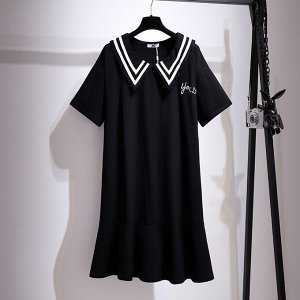 Женское повседневное платье с воротником, цвет черный