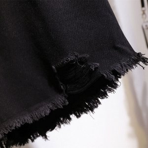 Женские шорты, цвет черный, с бахромой