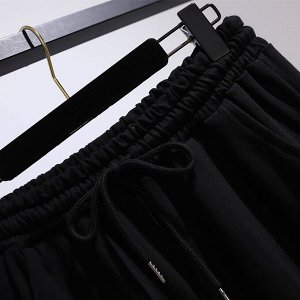 Костюм женский (свитшот + брюки),  с принтом, цвет черный