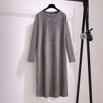 Платье женское прямого кроя с длинным рукавом, цвет серый