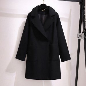 Женское пальто прямого кроя, цвет черный
