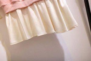 Платье женское с имитацией многослойности в стиле "Свитшот" с длинным рукавом, цвет розовый/молочный