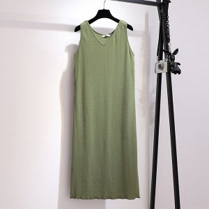 Женское платье без рукавов, цвет зеленый