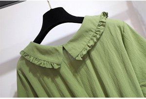 Платье женское с воротничком приталенное, цвет оливковый