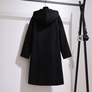Пальто женское с капюшоном, цвет черный