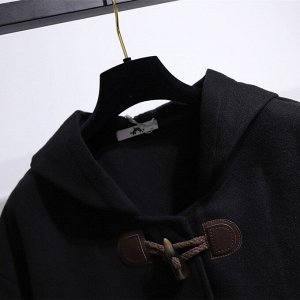Женское пальто с капюшоном, цвет черный