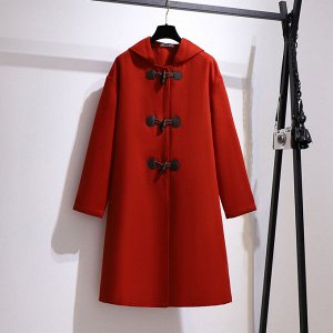 Пальто женское с капюшоном, цвет красный