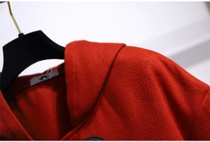 Пальто женское с капюшоном, цвет красный