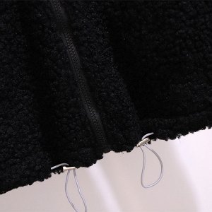 Куртка женская удлиненная плюшевая, цвет черный/серый