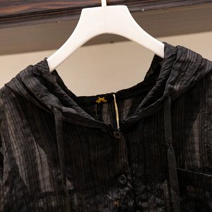 Блуза женская полупрозрачная с капюшоном, цвет черный