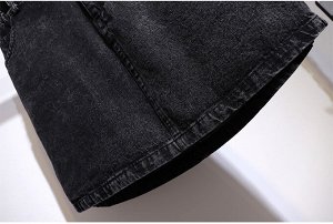 Юбка женская джинсовая укороченная, цвет черный