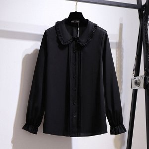 Блуза женская с рюшами, цвет черный