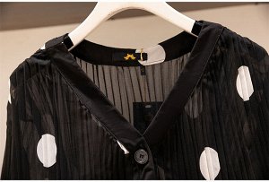 Блуза женская в крупный горох полупрозрачная, цвет черный