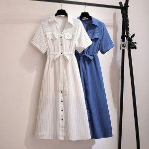 Женское платье-рубашка, цвет белый, с принтом