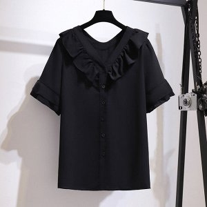 Блуза женская с рюшами, цвет черный