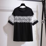 Футболка женская с декором из кружева, цвет черный