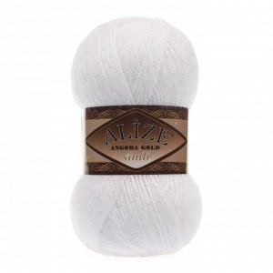 Пряжа Alize Angora Gold Simli Ангора Голд Симли цвет №55 белый